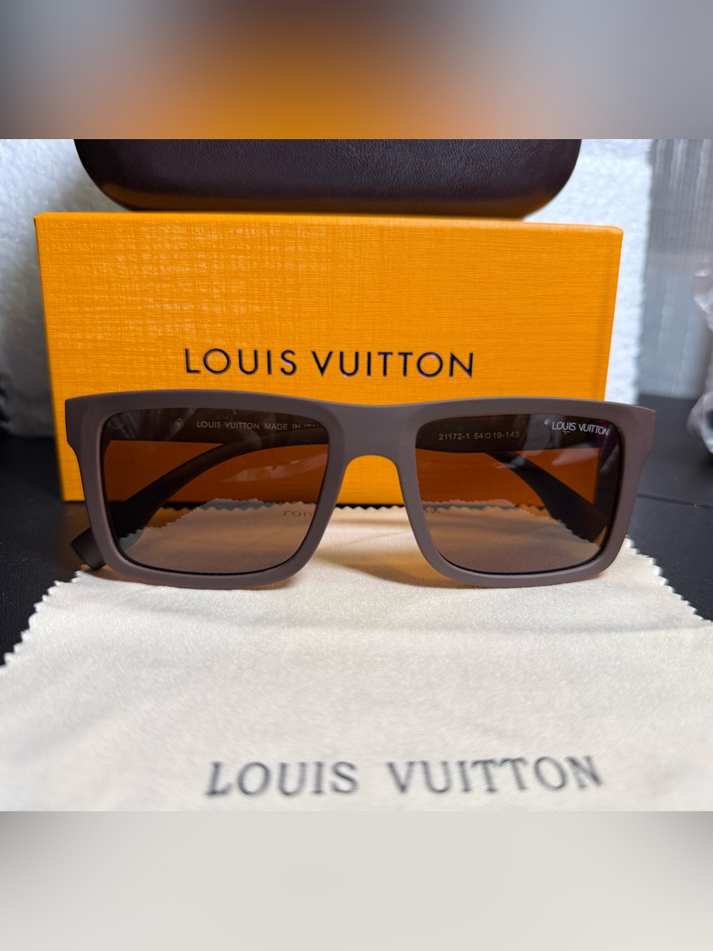 Louis Vuitton Men’s Brown Matte Square Sunglasses
